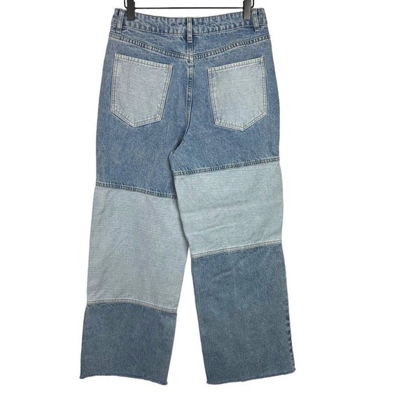 Miou Muse Jeans Womens M Medium 29 Tommi Two Tone Straight Wide Leg Denim Pants - Picture 2 of 6